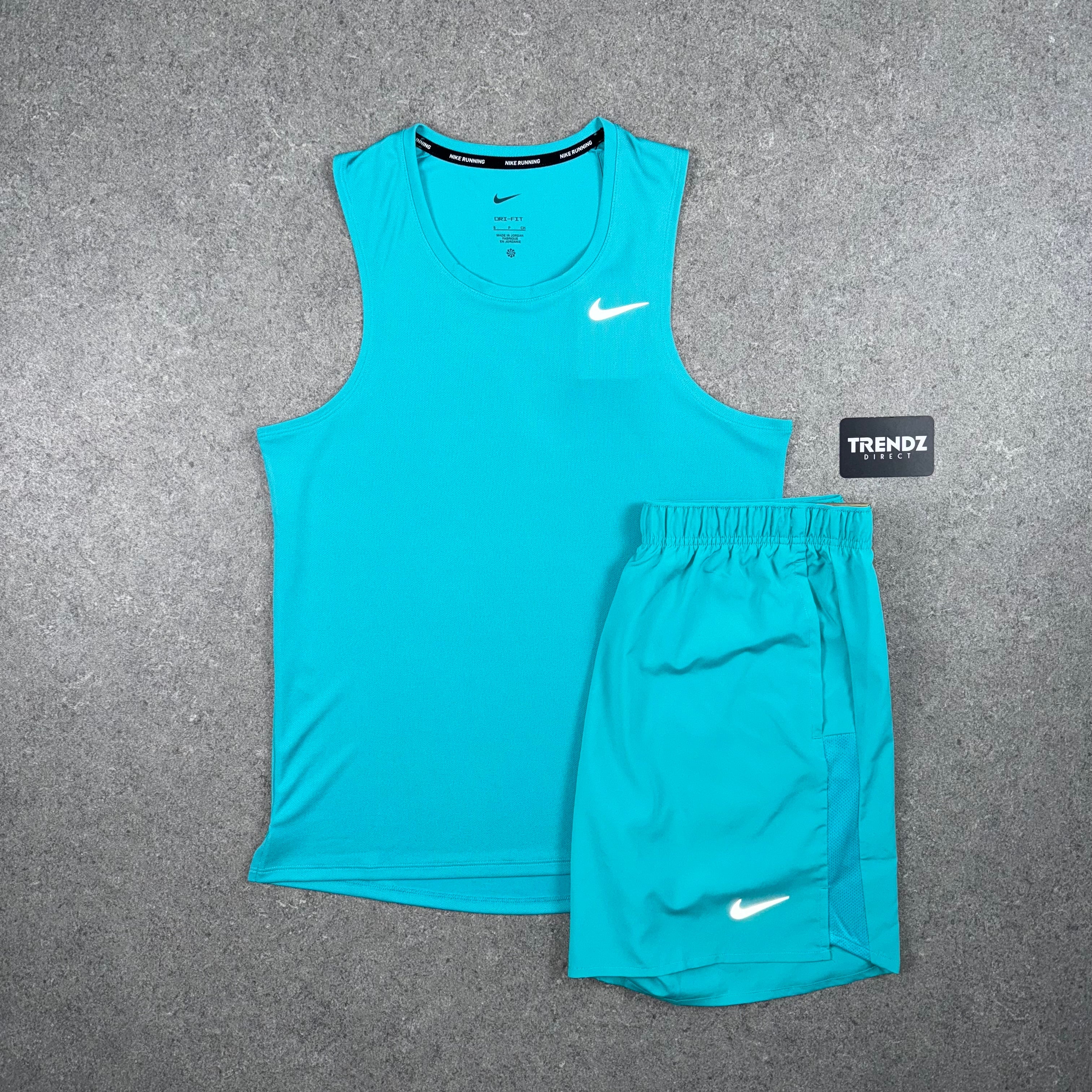 NIKE MILER VEST & CHALLENGER SHORTS SET - AQUA