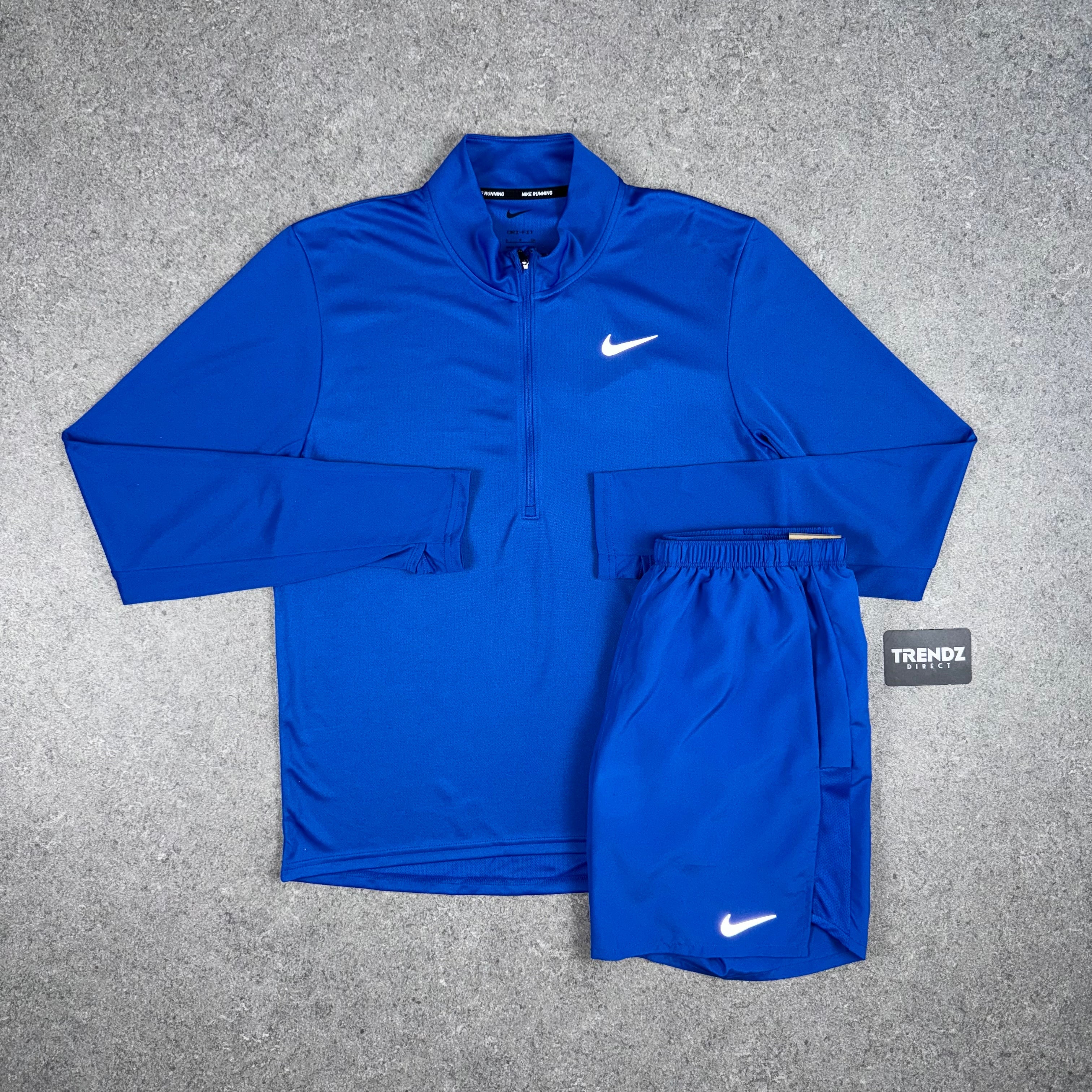 NIKE PACER HALF ZIP & CHALLENGER SHORTS SET - ROYAL BLUE