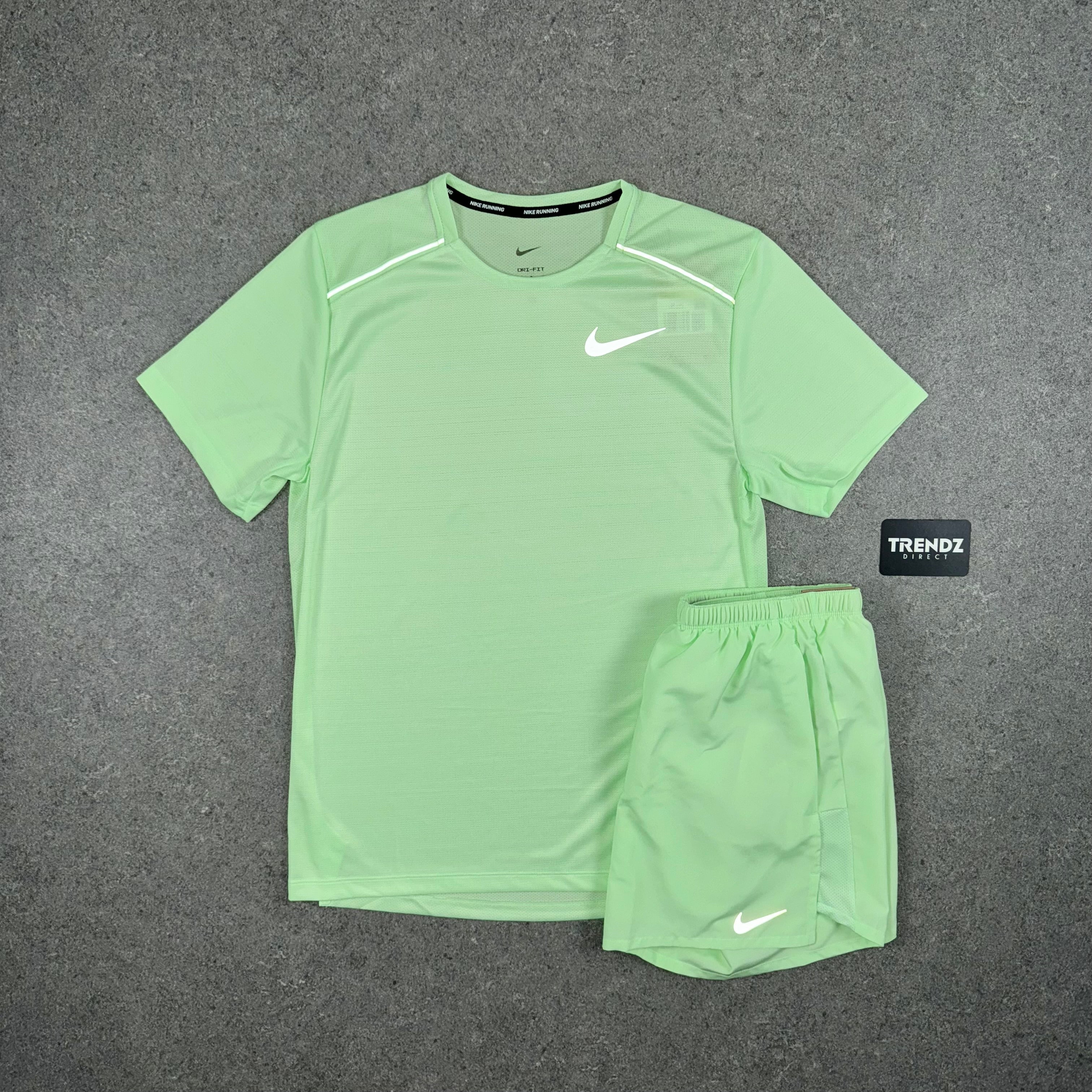 NIKE MILER & CHALLENGER SHORTS SET - VAPOUR GREEN