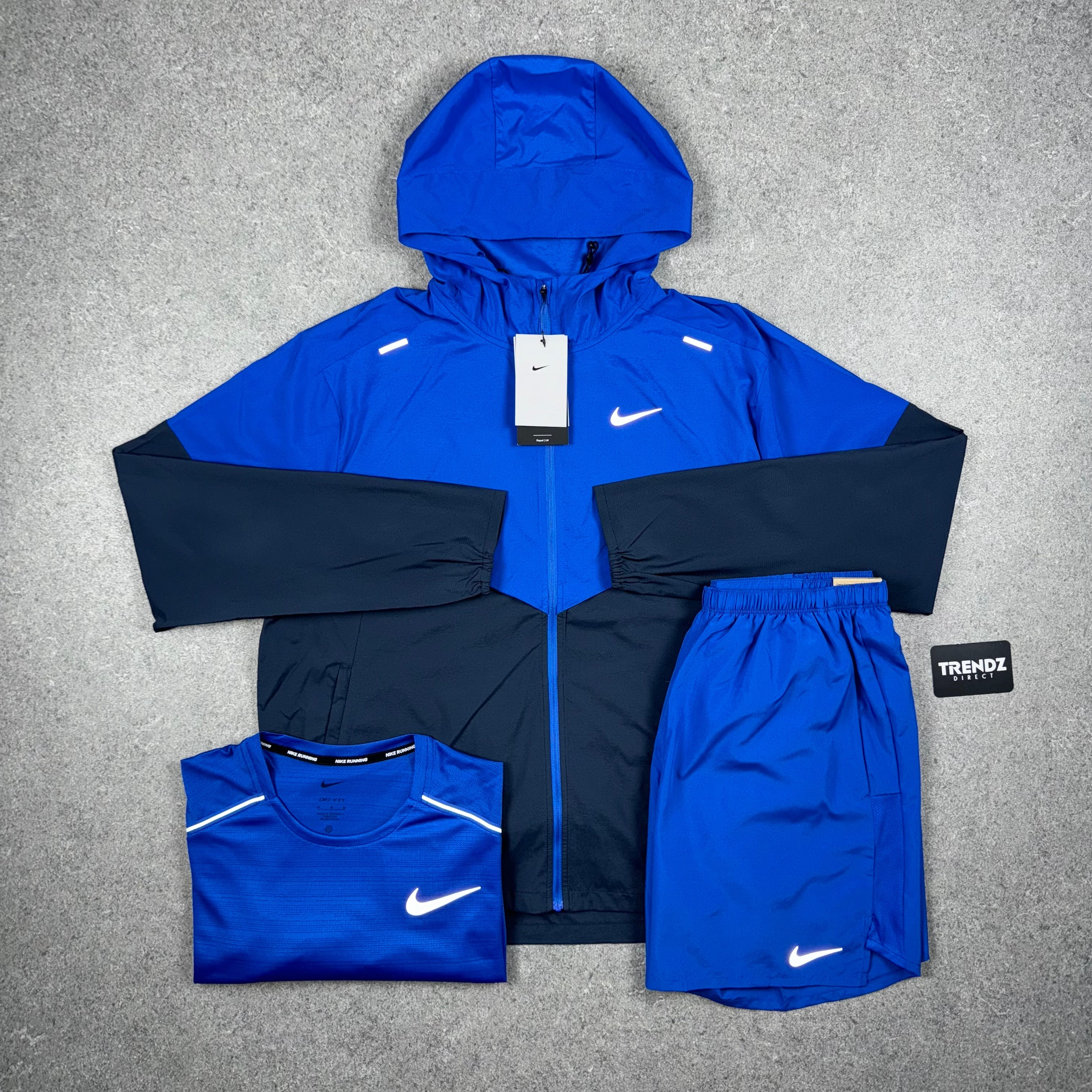 NIKE UV WINDBREAKER, MILER & SHORTS SET - ROYAL BLUE
