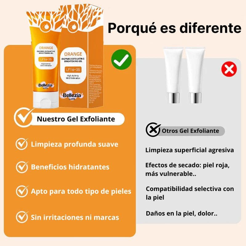 Gel exfoliante iluminador de Naranja - Bellezia Luxe